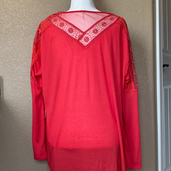 NWT Free People rose crimson ‘Lola’ lace trim top, Medium - Picture 5 of 11